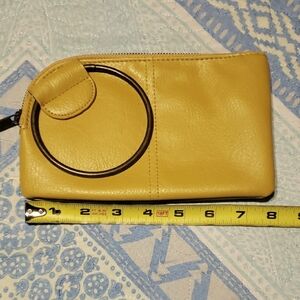 Mustard Yellow FauxLeather Clutch with Ring Detail